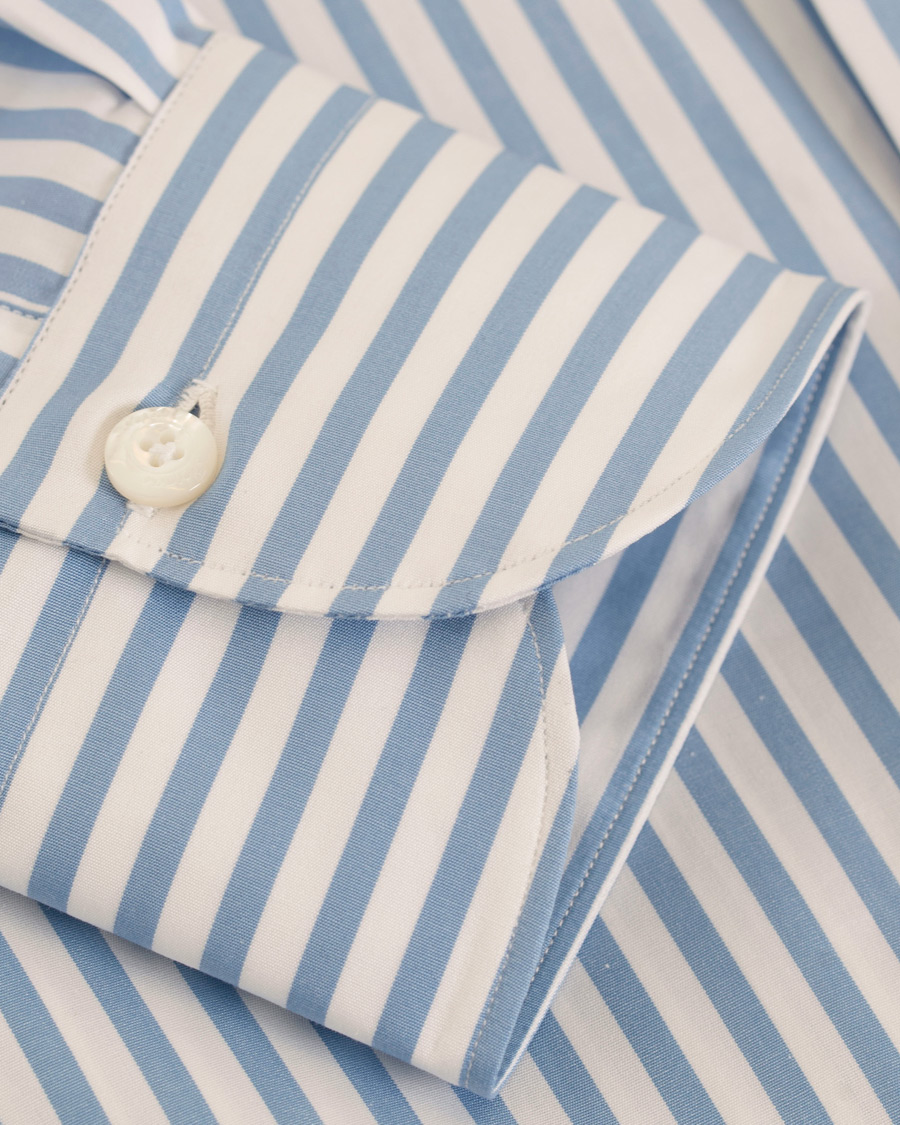 Herre | Skjorter | Finamore Napoli | Milano Slim Fit Button Down Stripe Shirt Light Blue