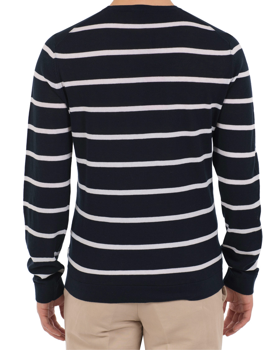 Herre | Gensere | HUGO | Simun Stripe Knitted Crew Neck Navy/White