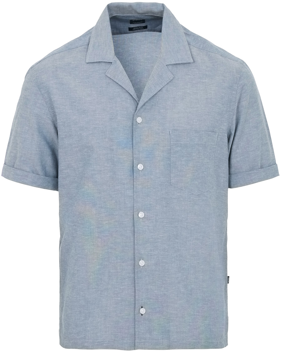 Herre | Skjorter | BOSS BLACK | BOSS Lello Cotton/Linen Resort Short Sleeve Shirt Blue