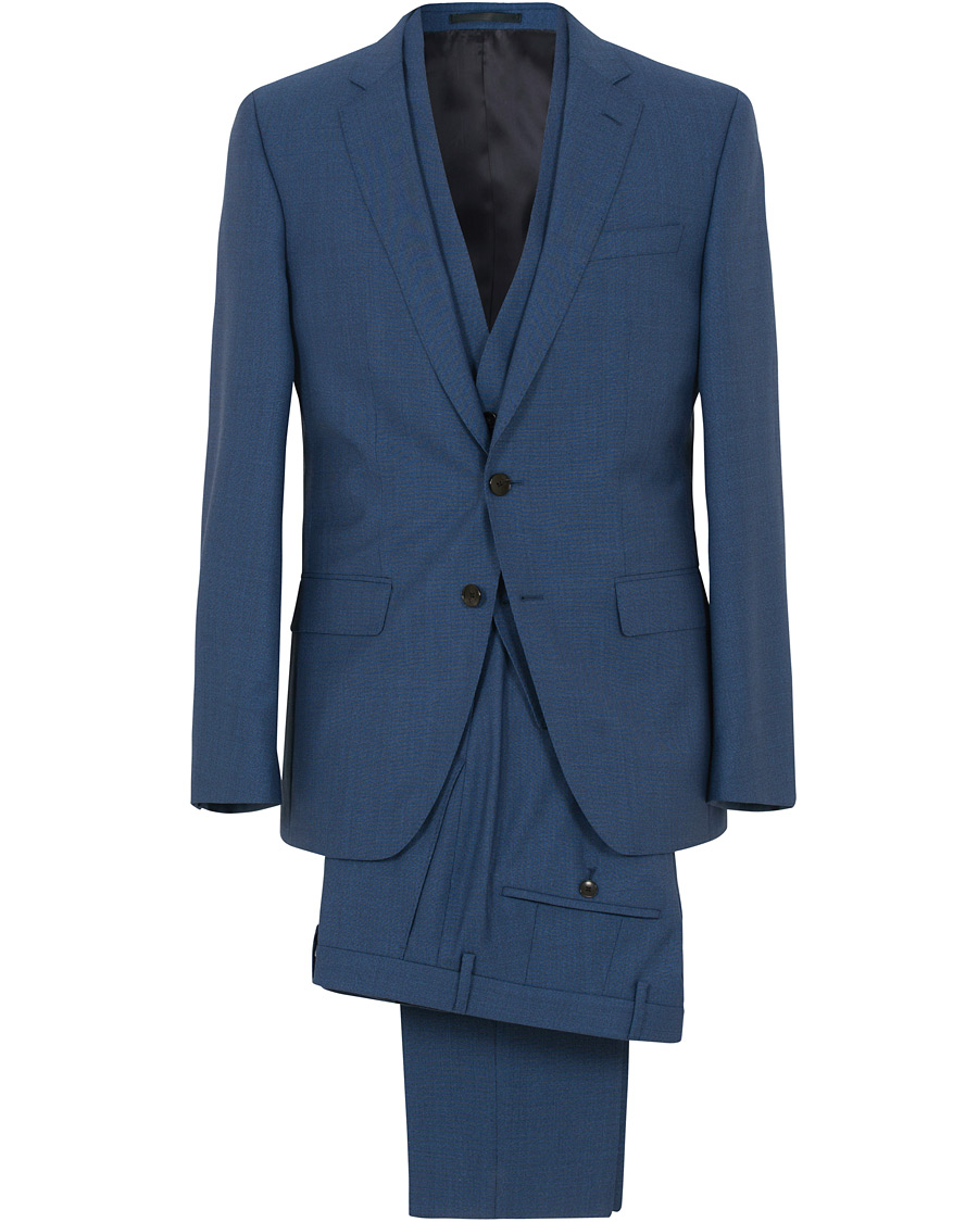 Herre | Dresser | BOSS BLACK | BOSS Huge/Genius 3-P Wool Drago Suit Blue