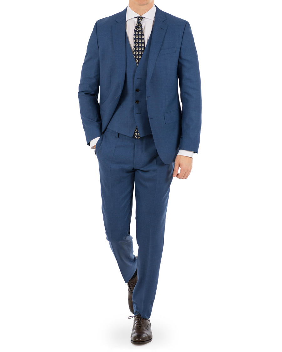 Herre | Dresser | BOSS BLACK | BOSS Huge/Genius 3-P Wool Drago Suit Blue