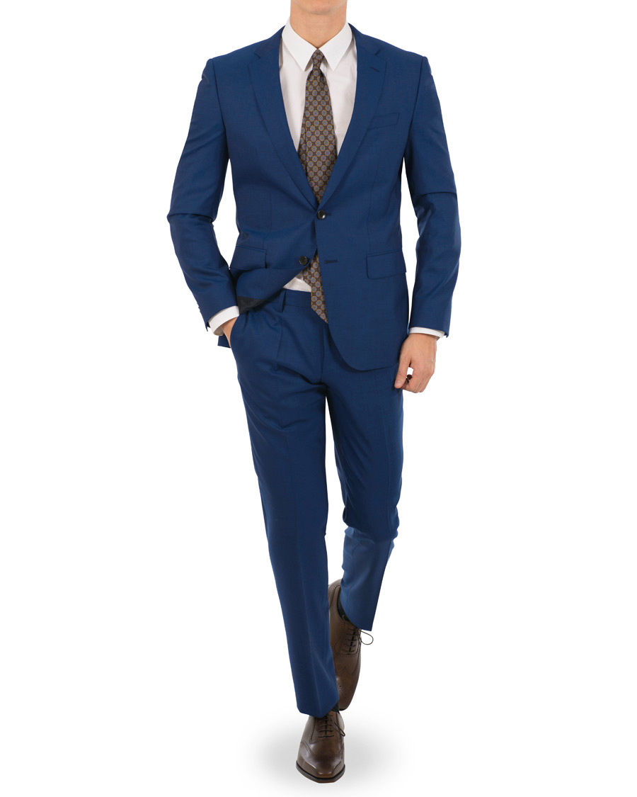 Herre | Dresser | BOSS BLACK | BOSS Huge/Genius Wool Guabello Suit Napoli Blue