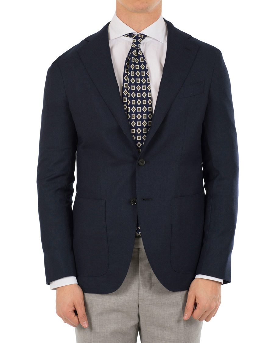 Herre | Dressjakker | Caruso | Structure Wool Blazer Navy