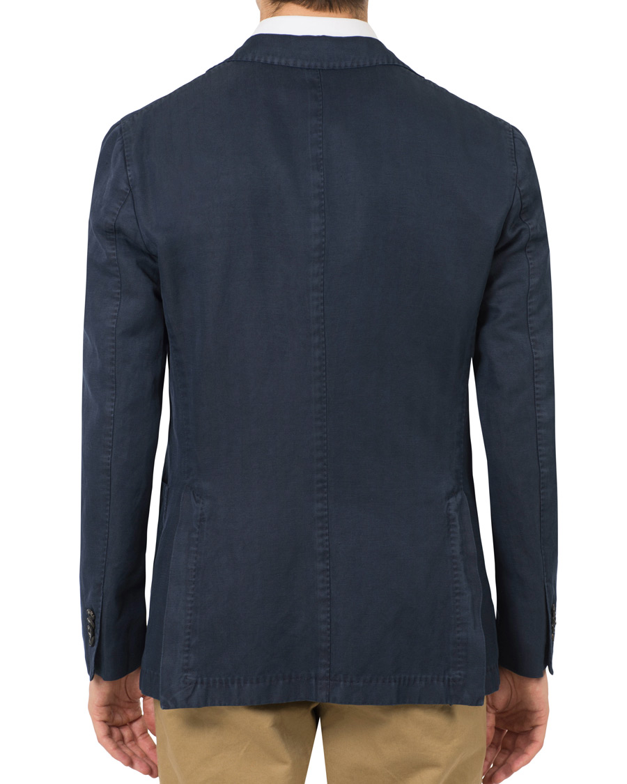 Herre | Dressjakker | Boglioli | K Jacket Stretch Cotton/Linen Herringbone Blazer Navy
