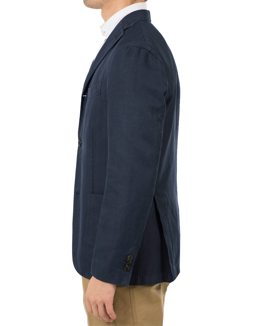Herre | Dressjakker | Boglioli | K Jacket Stretch Cotton/Linen Herringbone Blazer Navy