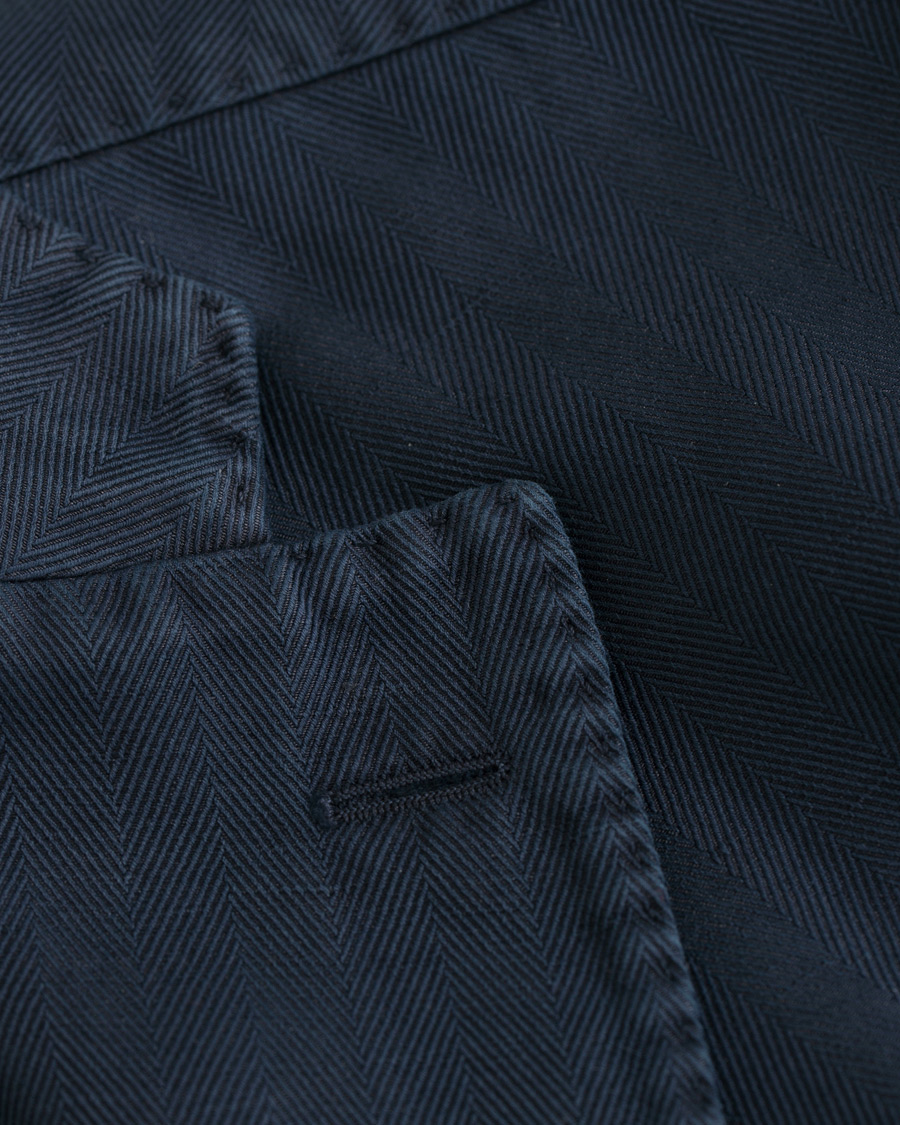 Herre | Dressjakker | Boglioli | K Jacket Stretch Cotton/Linen Herringbone Blazer Navy