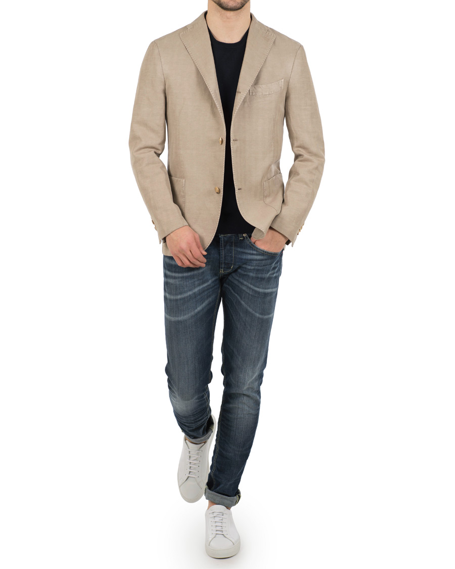 Herre | Dressjakker | Boglioli | K Jacket Stretch Cotton/Linen Herringbone Blazer Beige