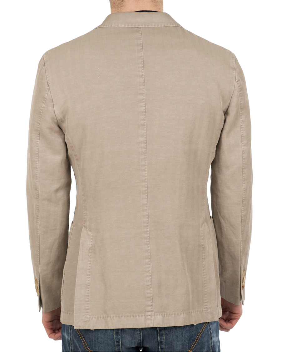Herre | Dressjakker | Boglioli | K Jacket Stretch Cotton/Linen Herringbone Blazer Beige