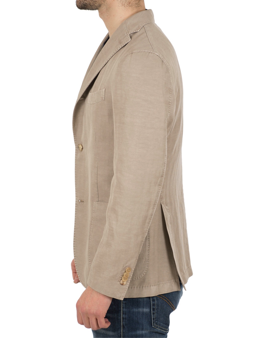 Herre | Dressjakker | Boglioli | K Jacket Stretch Cotton/Linen Herringbone Blazer Beige