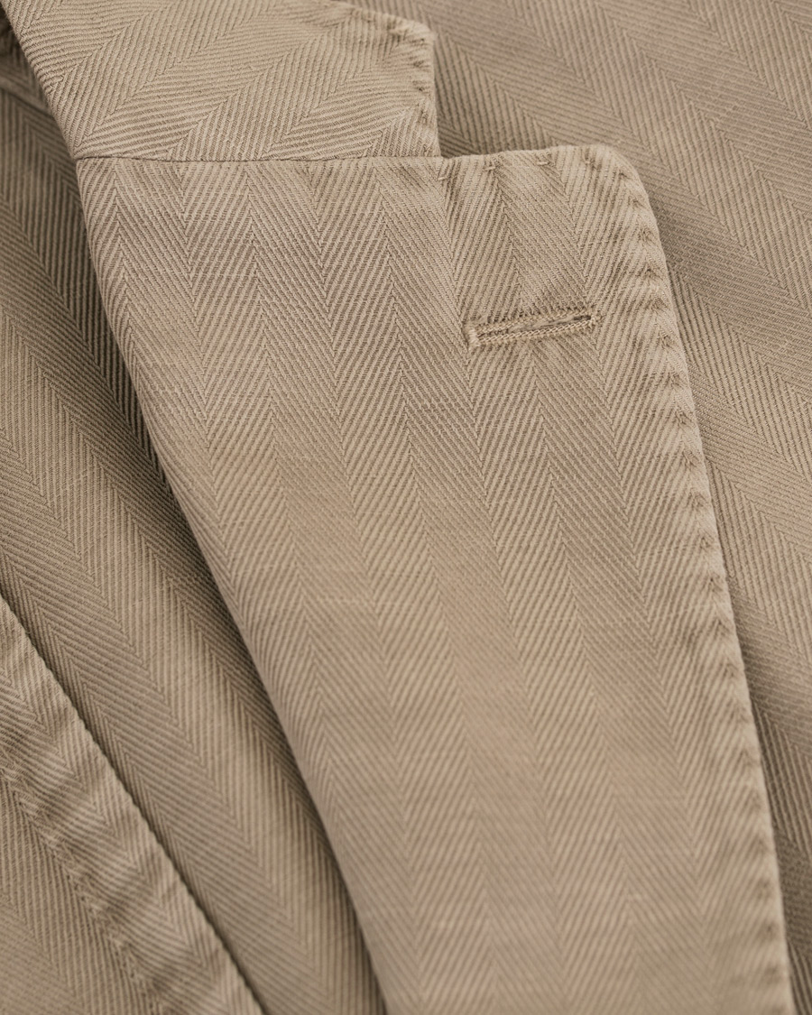 Herre | Dressjakker | Boglioli | K Jacket Stretch Cotton/Linen Herringbone Blazer Beige
