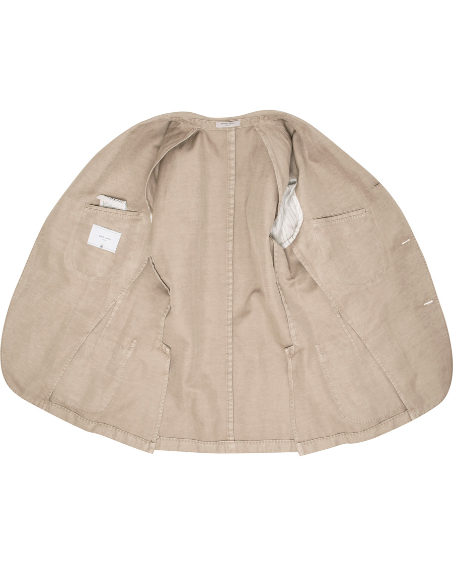 Herre | Dressjakker | Boglioli | K Jacket Stretch Cotton/Linen Herringbone Blazer Beige