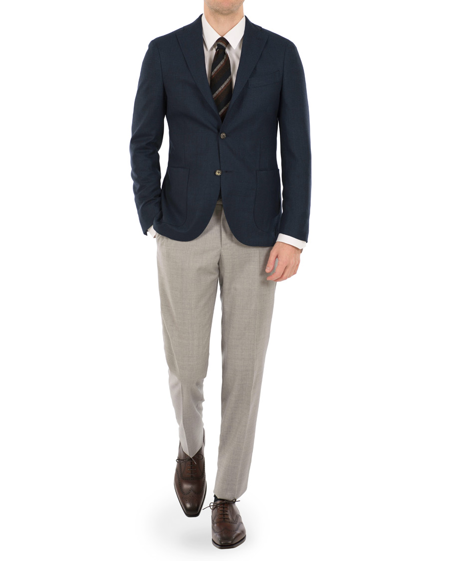 Herre | Bukser | Incotex | Slim Fit Wool Trousers Light Grey