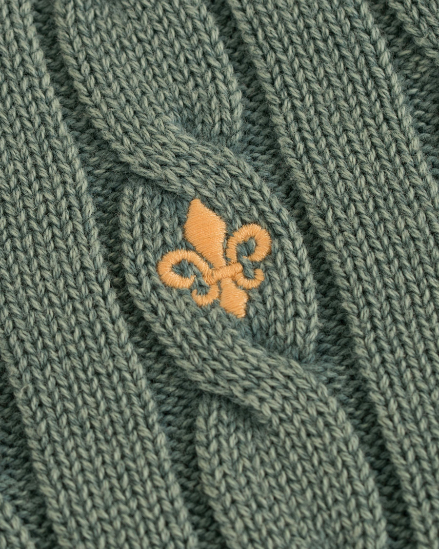 Herre | Gensere | Morris | Washed Pima Cotton Cable Crew Neck Green