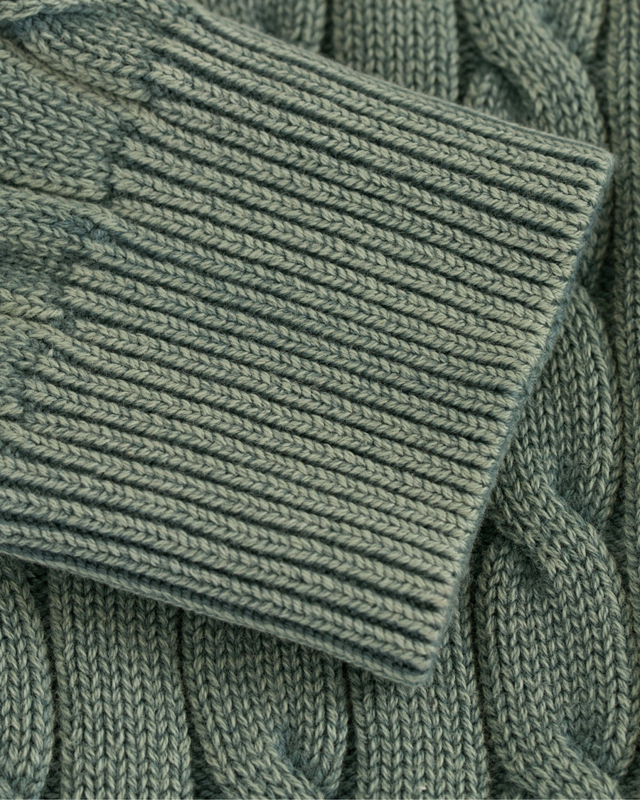 Herre | Gensere | Morris | Washed Pima Cotton Cable Crew Neck Green