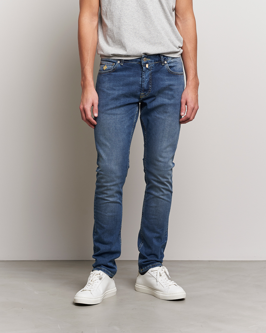 Herre |  | Morris | Steve Satin Stretch Jeans Semi Dark Wash