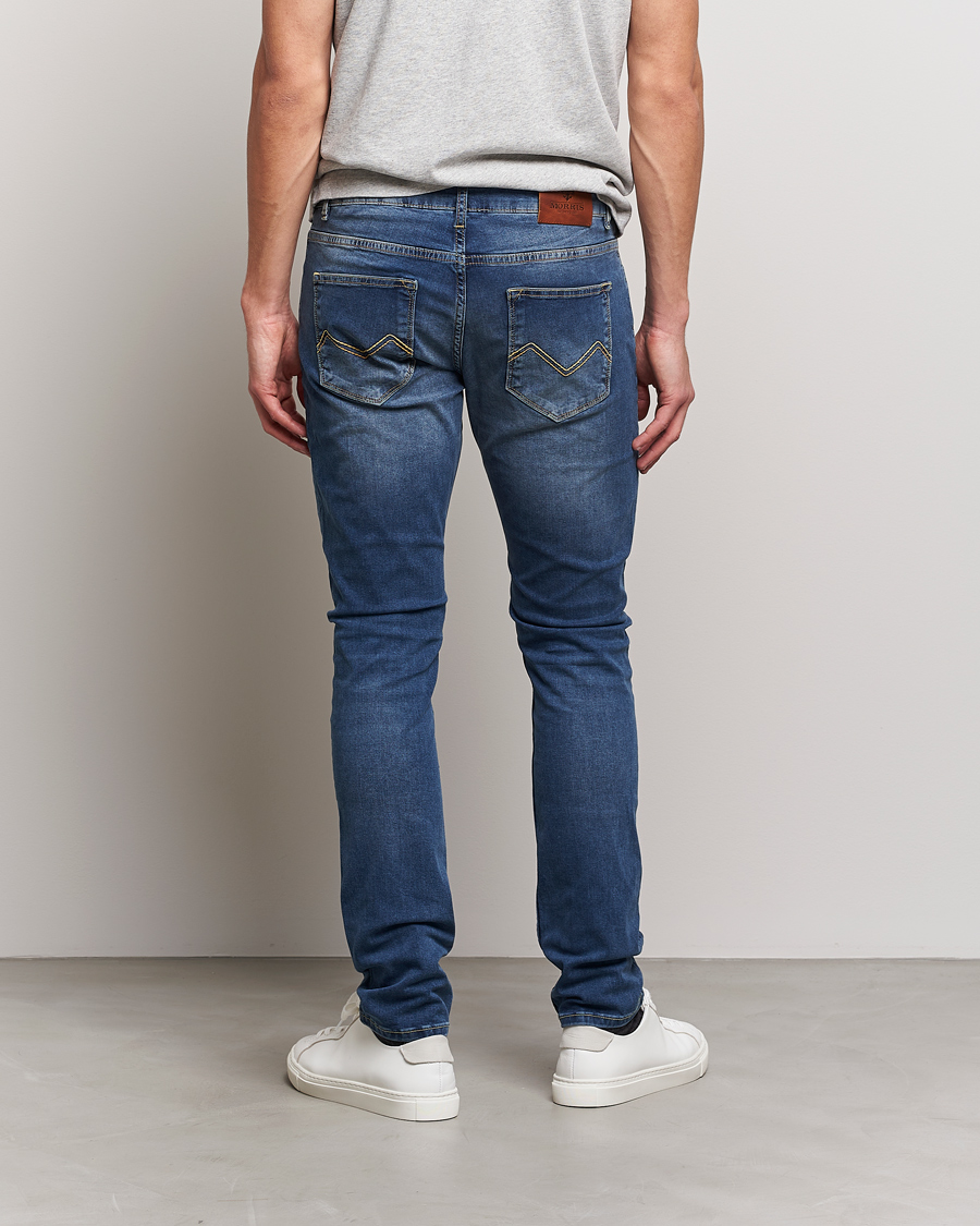 Herre | Jeans | Morris | Steve Satin Stretch Jeans Semi Dark Wash