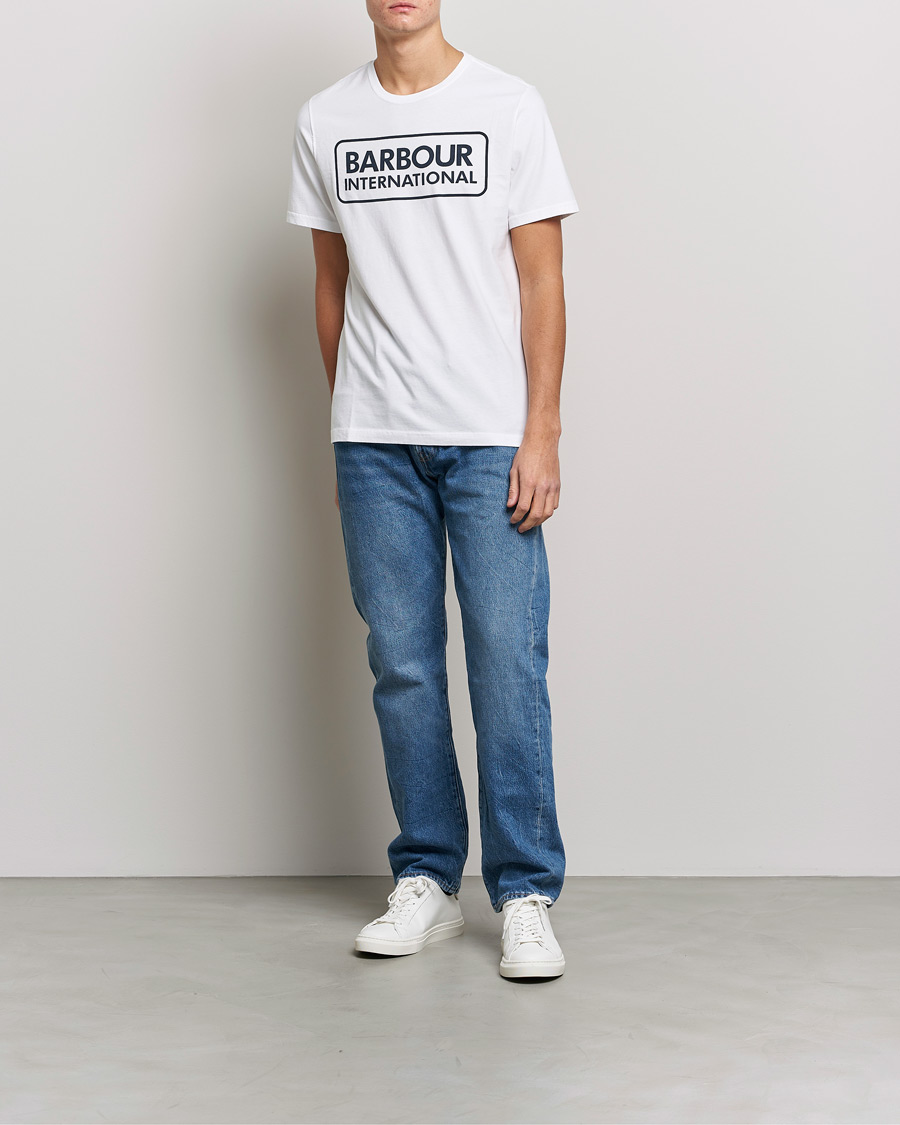 Herre | T-Shirts | Barbour International | Large Logo Crew Neck Tee White