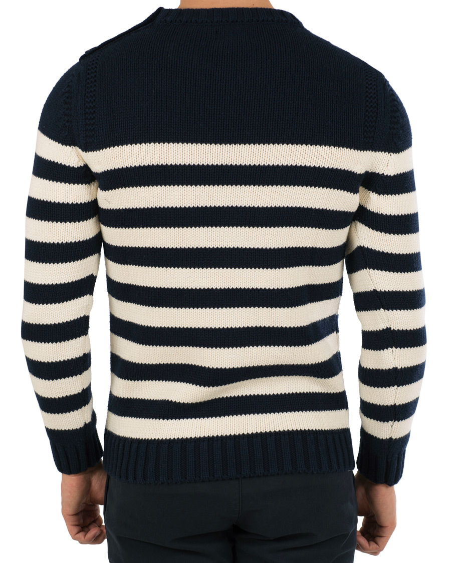 Herre | Gensere | GANT | Fisherman Stripe Crew Neck Evening Blue