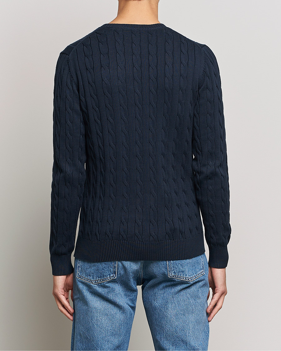 Herre | Gensere | GANT | Cotton Cable Crew Neck Pullover Evening Blue