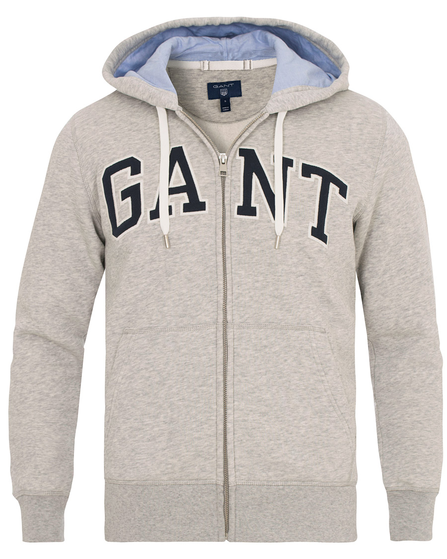 Herre | Gensere | Gant | Outline Full Zip Hoodie Light Grey Melange