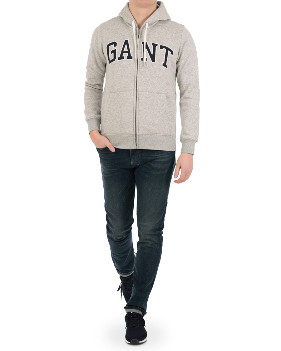 Herre | Gensere | Gant | Outline Full Zip Hoodie Light Grey Melange