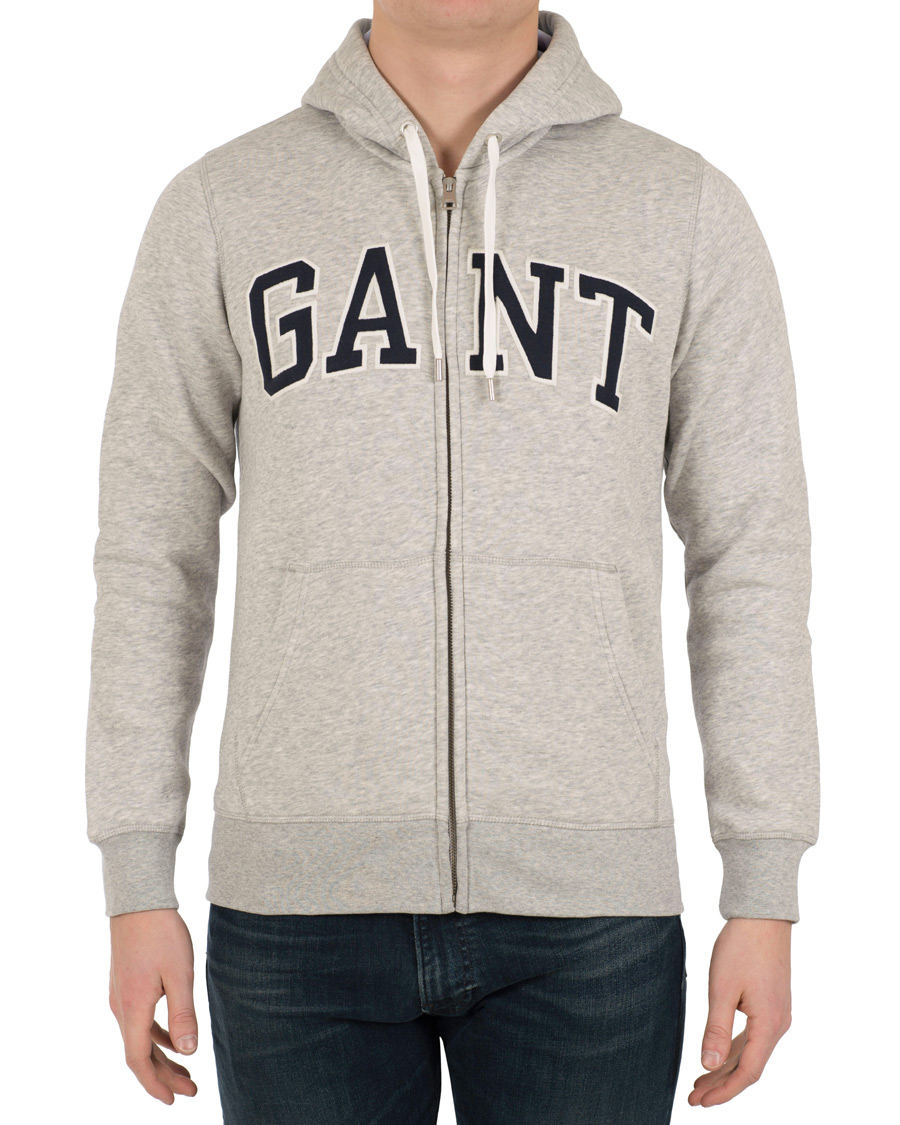 Herre | Gensere | Gant | Outline Full Zip Hoodie Light Grey Melange