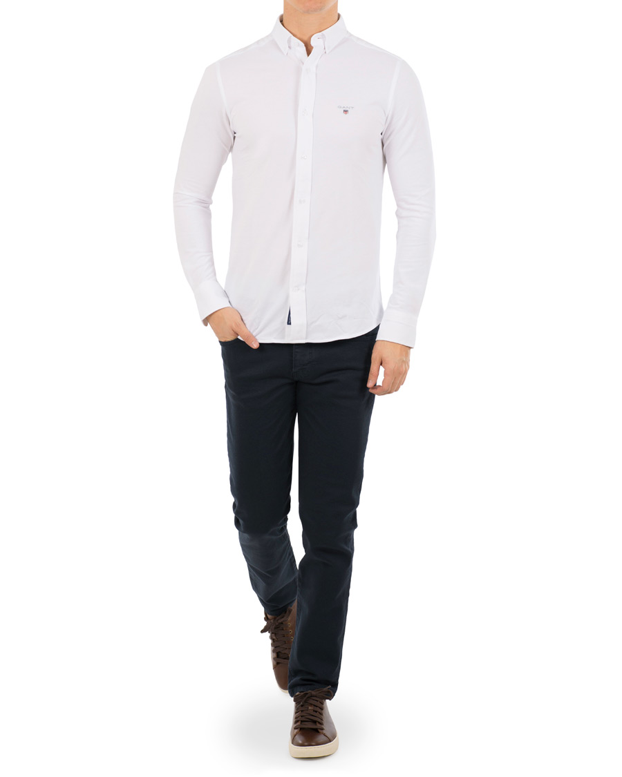 Herre | Skjorter | GANT | Slim Fit Tech Prep Pique Shirt White