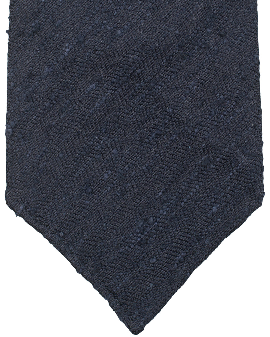 Herre | Drake's Woven Shantung Herringbone 8 cm Tie Navy | Drake's | Woven Shantung Herringbone 8 cm Tie Navy