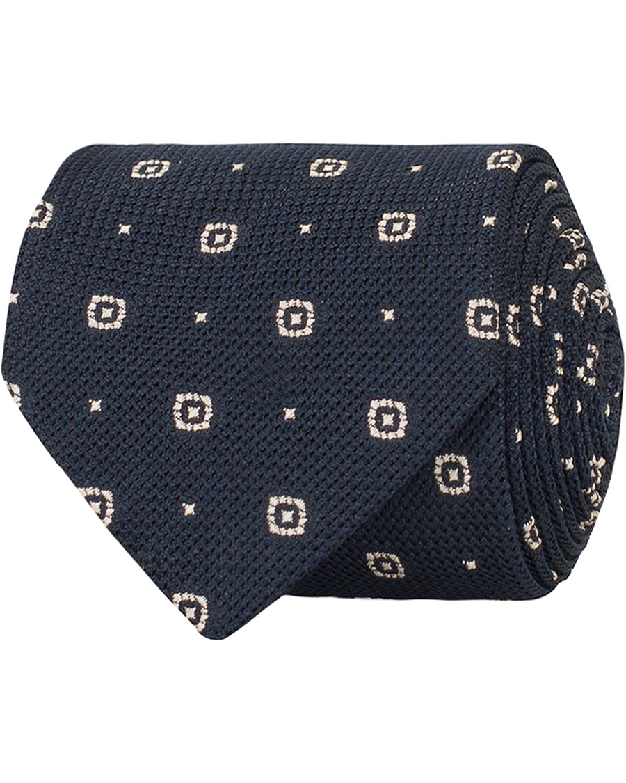 Herre | Drake's Woven Jaquard Medallion 8 cm Tie Navy | Drake's | Woven Jaquard Medallion 8 cm Tie Navy