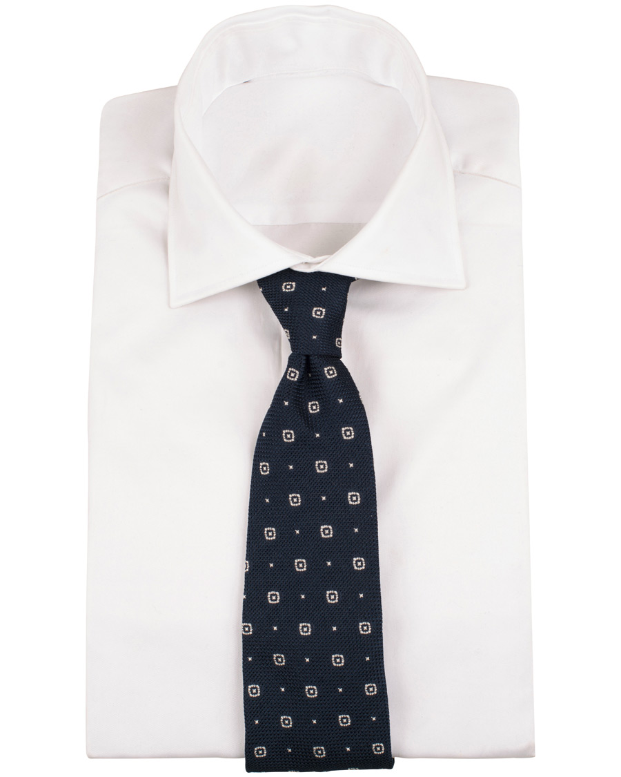 Herre | Drake's Woven Jaquard Medallion 8 cm Tie Navy | Drake's | Woven Jaquard Medallion 8 cm Tie Navy