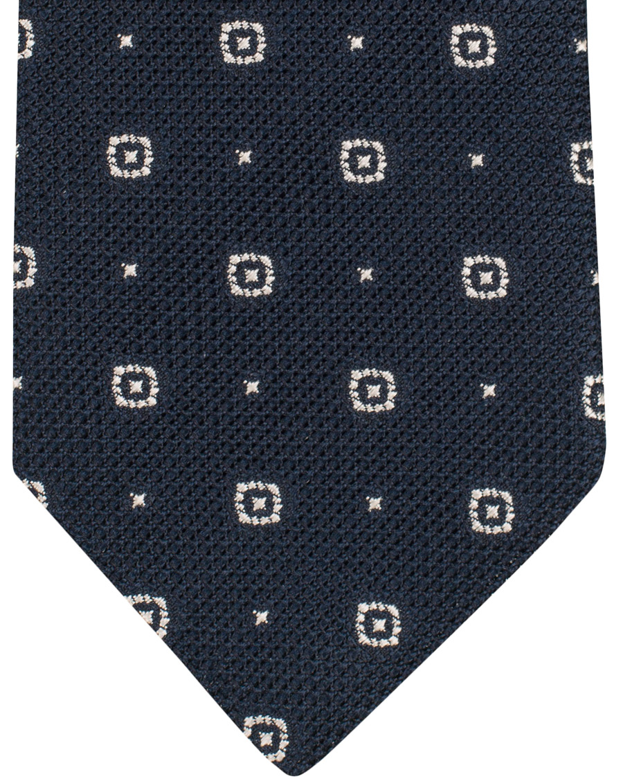 Herre | Drake's Woven Jaquard Medallion 8 cm Tie Navy | Drake's | Woven Jaquard Medallion 8 cm Tie Navy