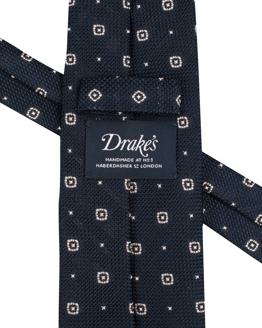 Herre | Drake's Woven Jaquard Medallion 8 cm Tie Navy | Drake's | Woven Jaquard Medallion 8 cm Tie Navy