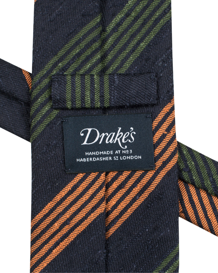 Herre | Drake's Woven Jaqtang Stripe 8 cm Tie Navy | Drake's | Woven Jaqtang Stripe 8 cm Tie Navy