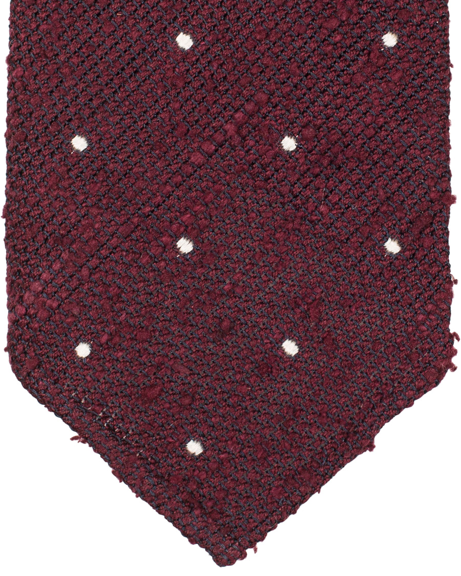 Herre | Drake's Woven Shantung Dot 8 cm Tie Burgundy | Drake's | Woven Shantung Dot 8 cm Tie Burgundy