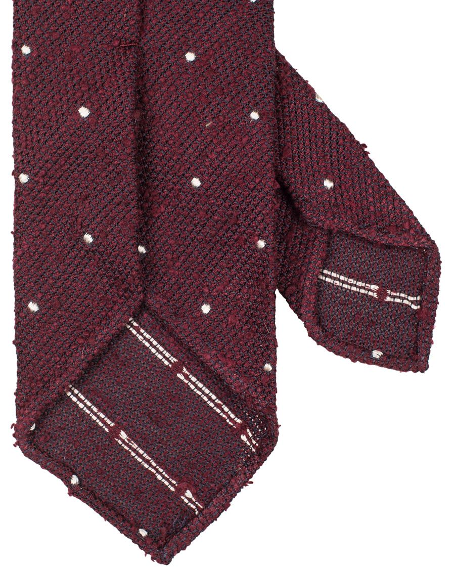 Herre | Drake's Woven Shantung Dot 8 cm Tie Burgundy | Drake's | Woven Shantung Dot 8 cm Tie Burgundy