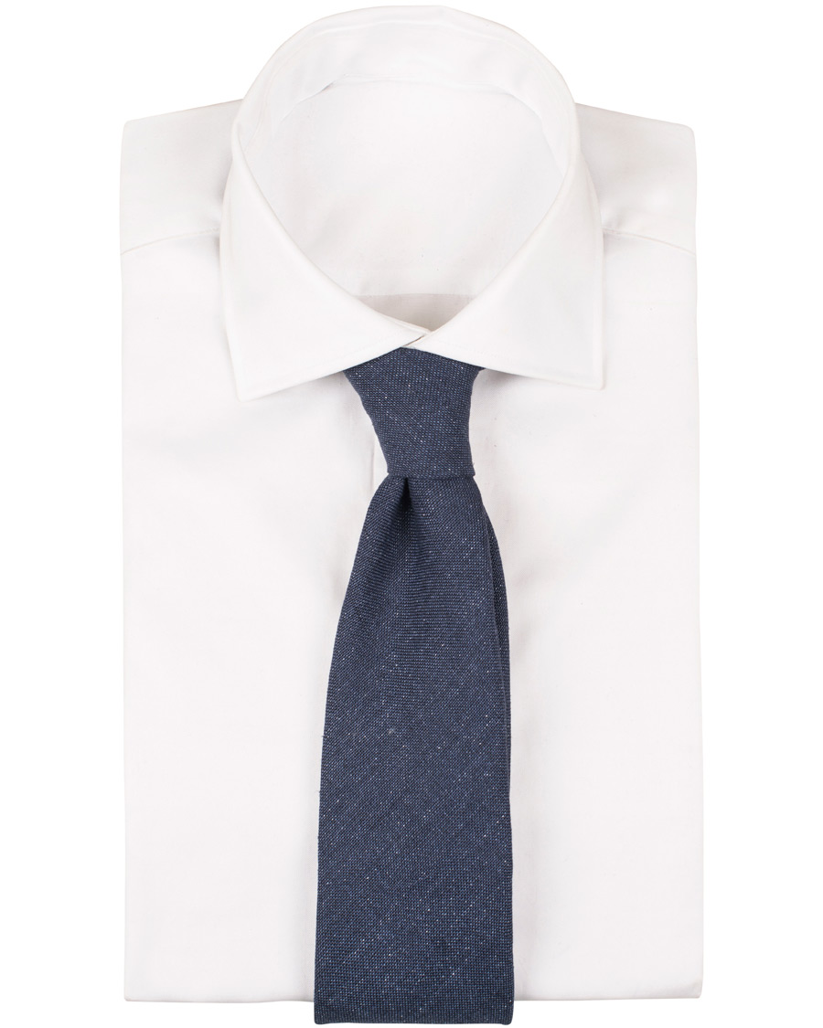 Herre | Drake's Linen Structure 8 cm Tie Dark Blue | Drake's | Linen Structure 8 cm Tie Dark Blue