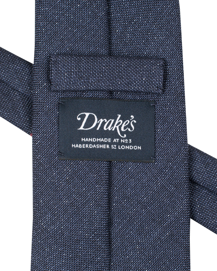 Herre | Drake's Linen Structure 8 cm Tie Dark Blue | Drake's | Linen Structure 8 cm Tie Dark Blue