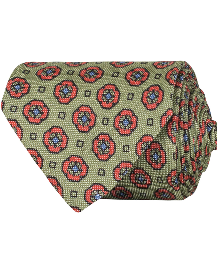 Herre | Drake's Silk Medallion 8 cm Tie Green | Drake's | Silk Medallion 8 cm Tie Green