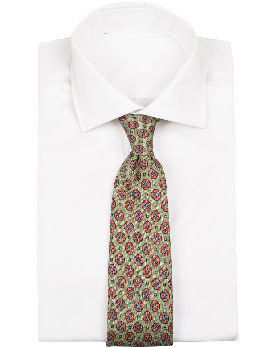 Herre | Drake's Silk Medallion 8 cm Tie Green | Drake's | Silk Medallion 8 cm Tie Green