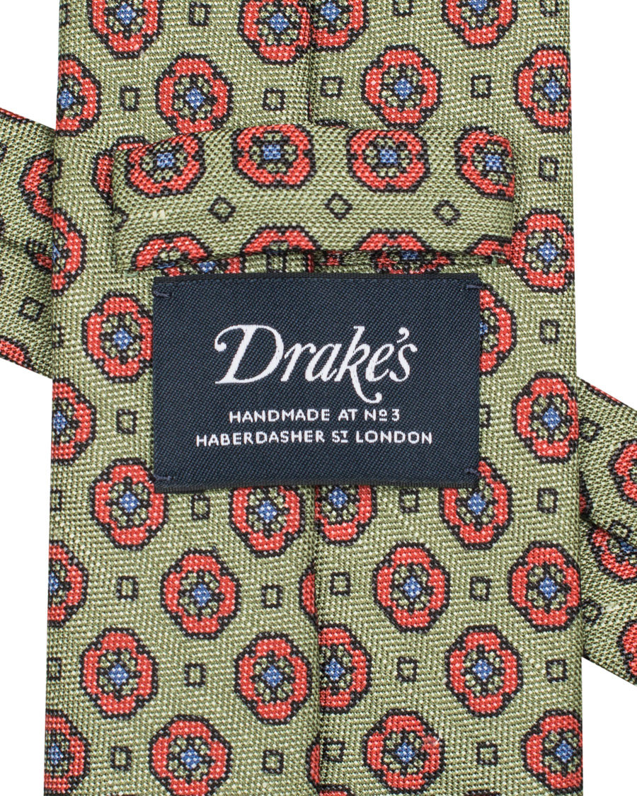 Herre | Drake's Silk Medallion 8 cm Tie Green | Drake's | Silk Medallion 8 cm Tie Green