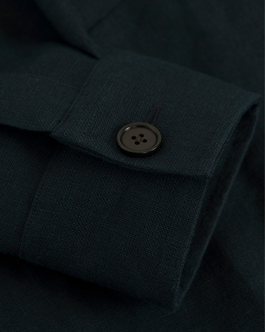 Herre | Skjorter | Drake's | Linen 2 Pocket Schacket Navy