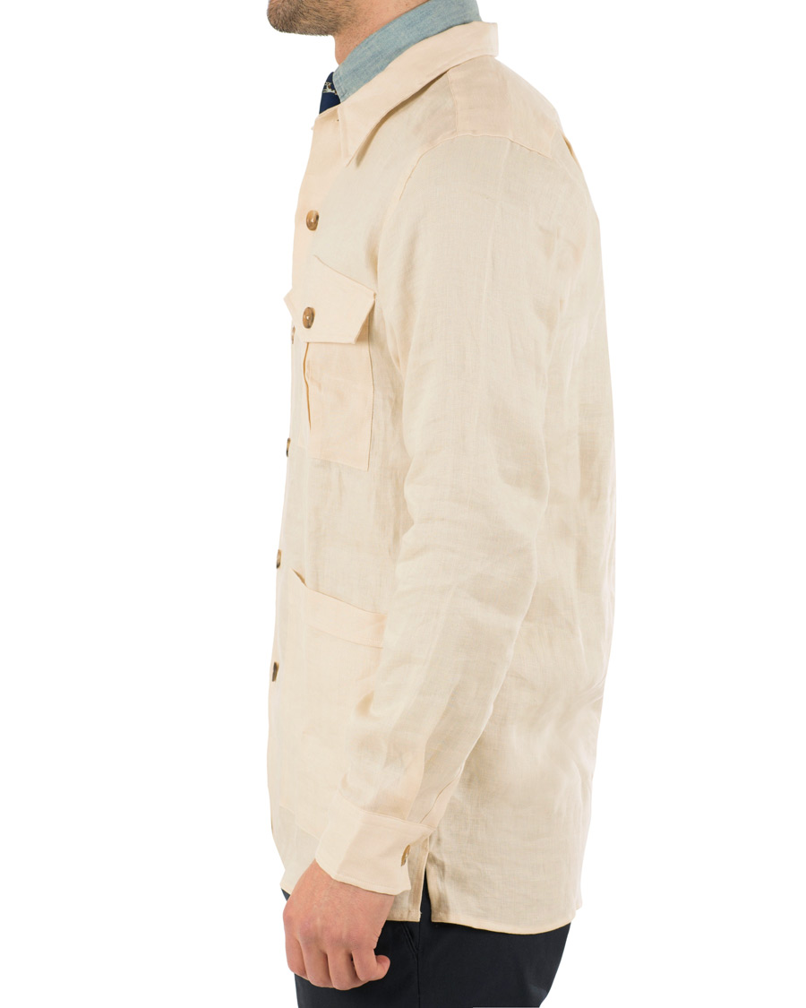 Herre | Skjorter | Drake's | Linen Safari Schacket Off White