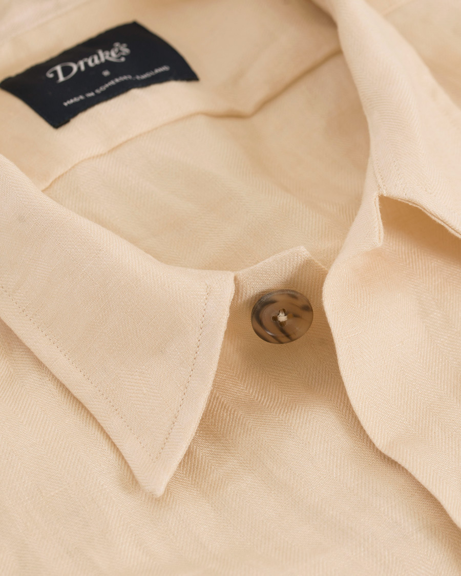 Herre | Skjorter | Drake's | Linen Safari Schacket Off White