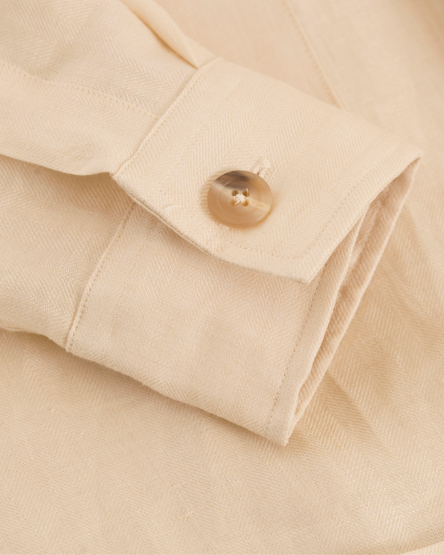 Herre | Skjorter | Drake's | Linen Safari Schacket Off White