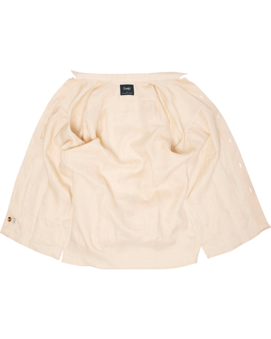 Herre | Skjorter | Drake's | Linen Safari Schacket Off White