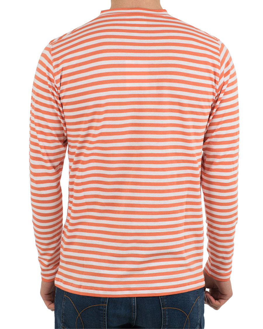 Herre | T-Shirts | Norse Projects | James Logo Stripe Long Sleeve Tee Burned Red