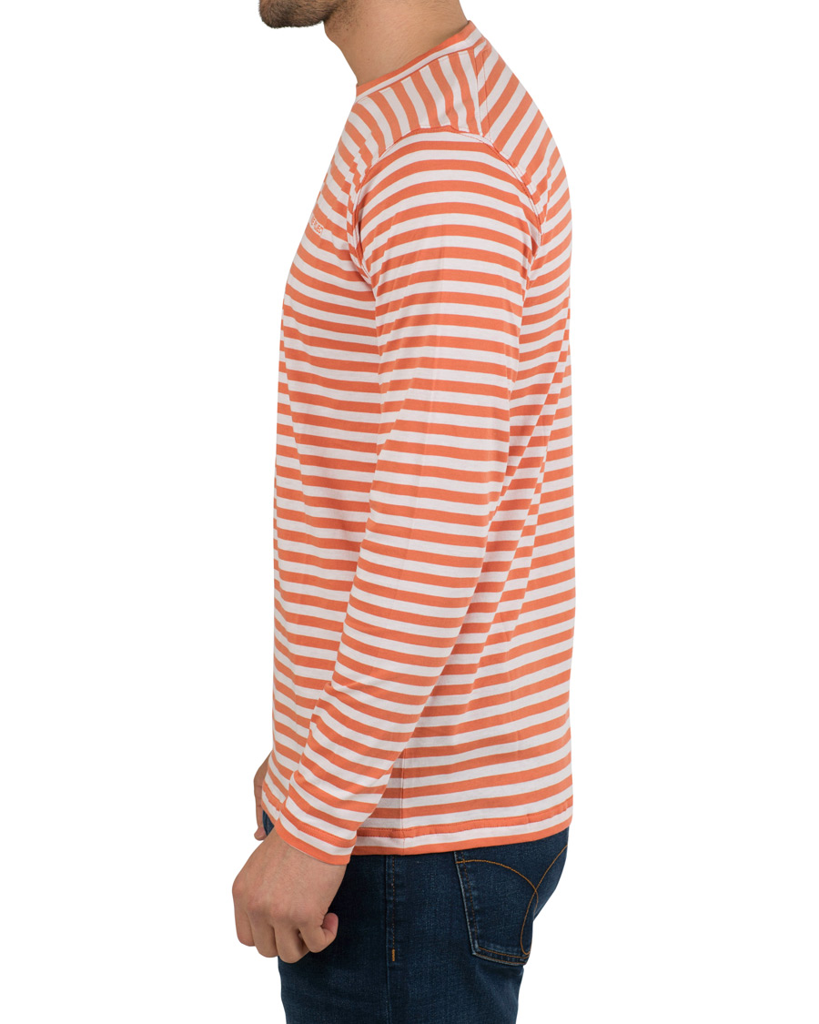 Herre | T-Shirts | Norse Projects | James Logo Stripe Long Sleeve Tee Burned Red