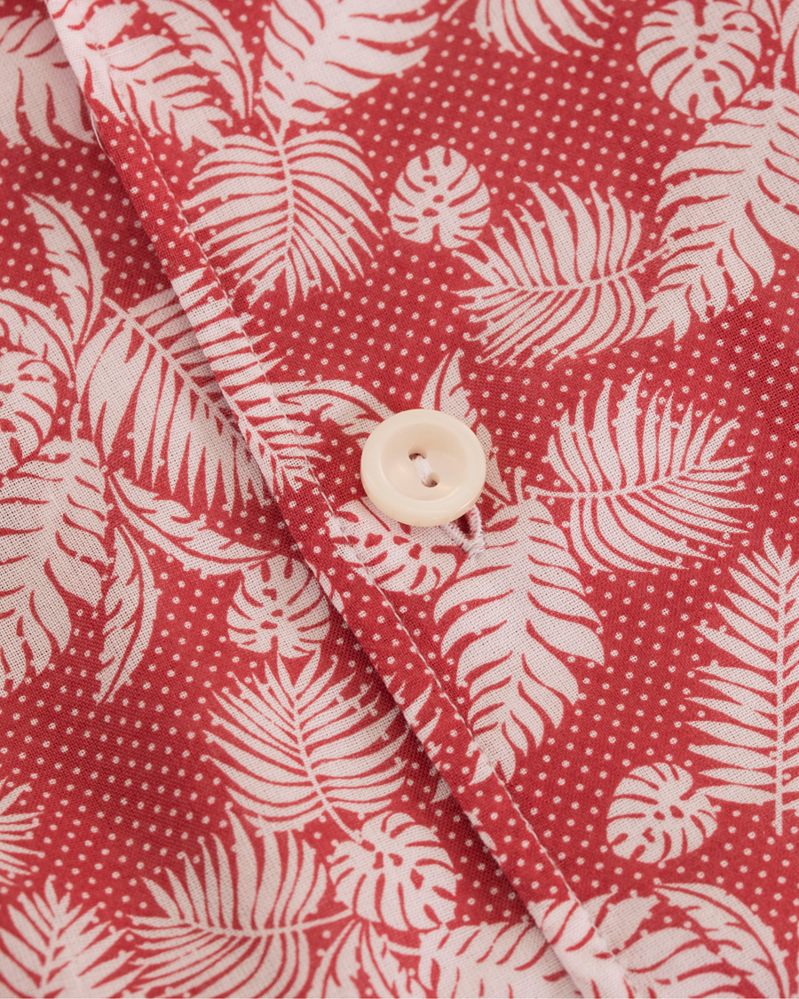 Herre | Skjorter | Eton | Slim Fit Muslin Resort Printed Leaf Shirt Pink/Red