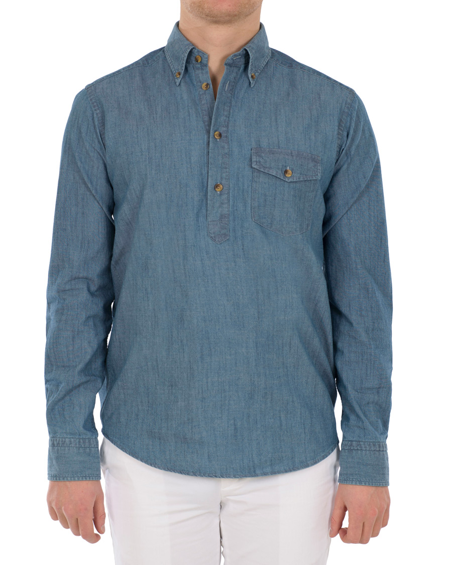 Herre | Skjorter | Eton | Slim Fit Popover Indigo Shirt Light Washed