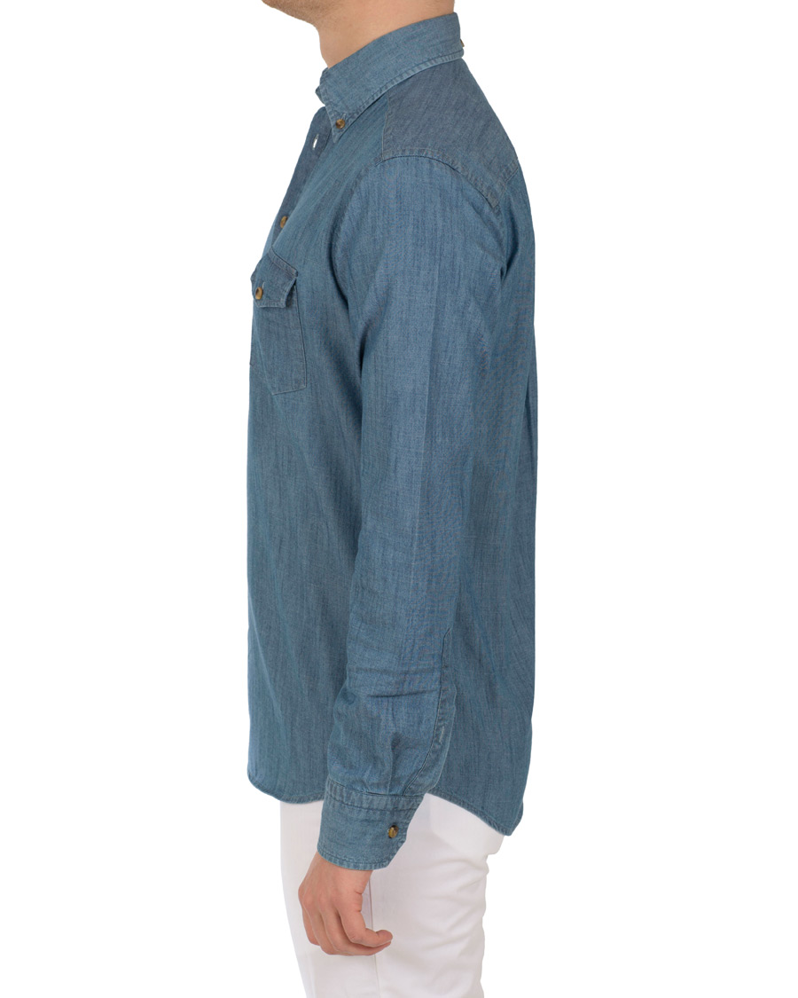 Herre | Skjorter | Eton | Slim Fit Popover Indigo Shirt Light Washed